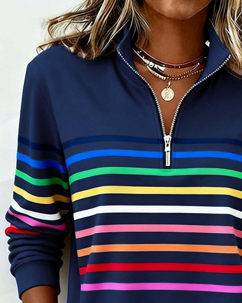 Elmont | Striped Half-Zip Sweater