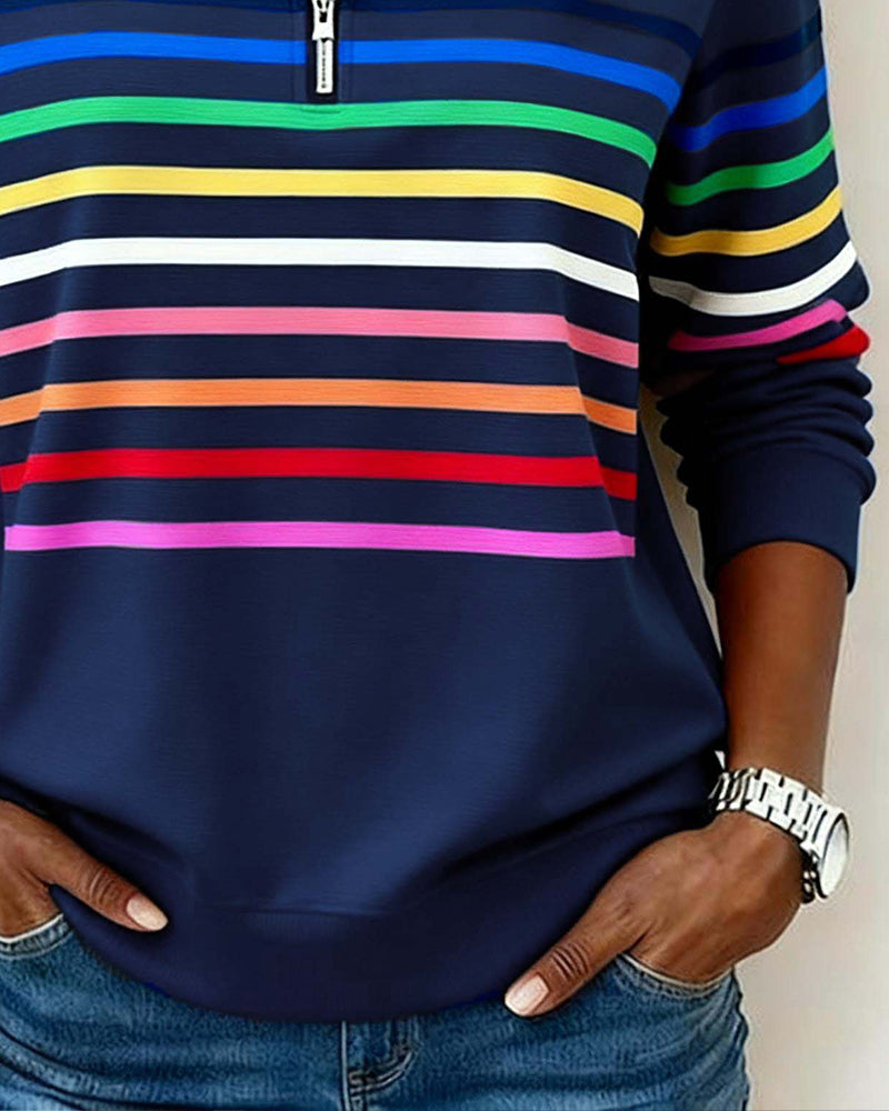 Elmont | Striped Half-Zip Sweater