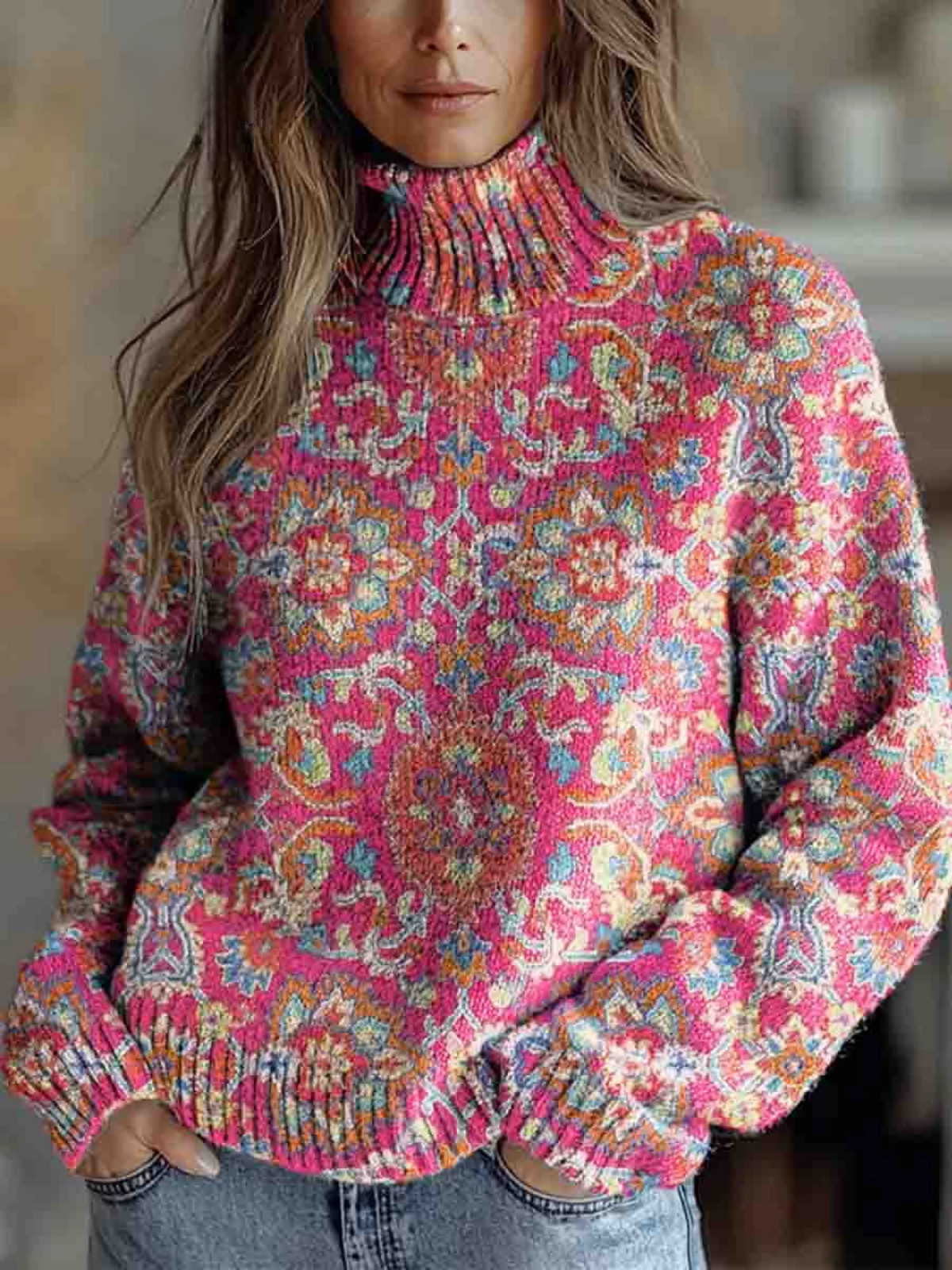 Elmont | Floral Turtleneck Sweater
