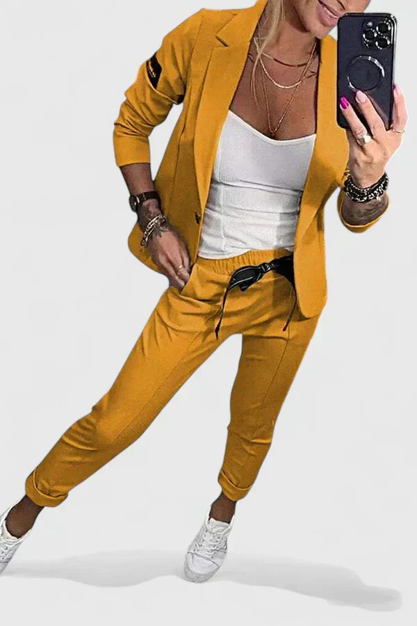 M&H | Blazer & Jogger Set with Elastic Waist