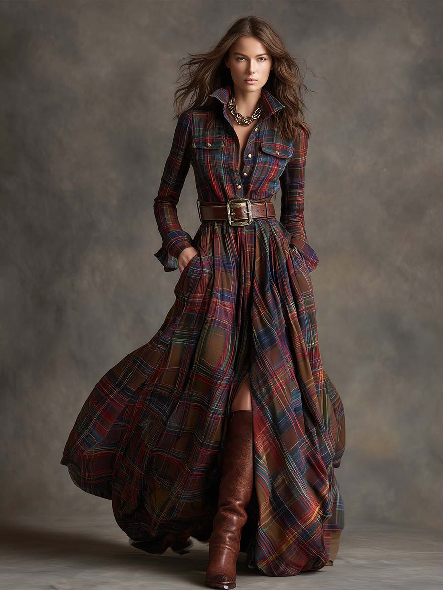 Elmont | Plaid Button-Up Shirt Dress