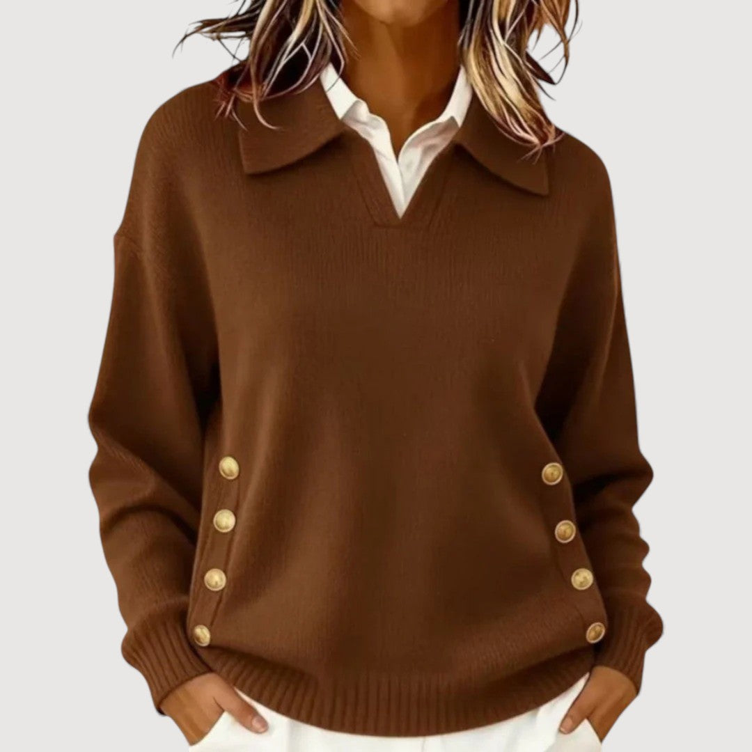 Elmont | Button-Detail V-Neck Sweater