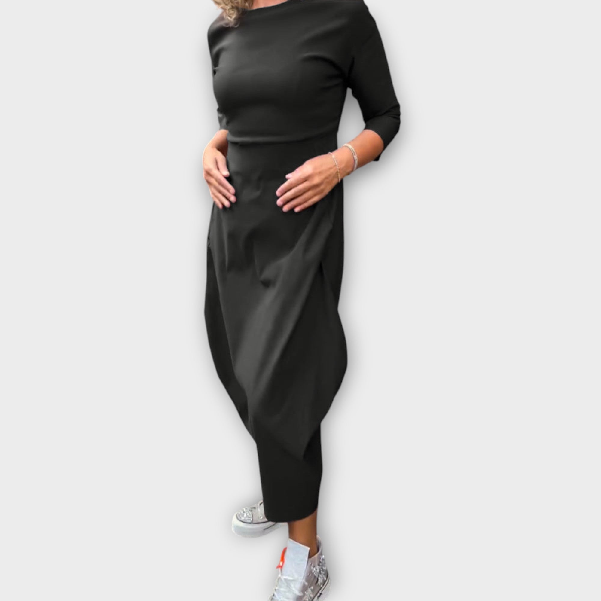 Marisol | Long-Sleeve Maxi Dress, Draped Silhouette