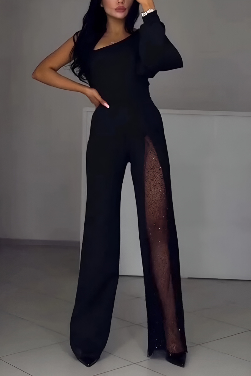 Elmont | Asymmetric Wide-Leg Jumpsuit with Shimmer Detail