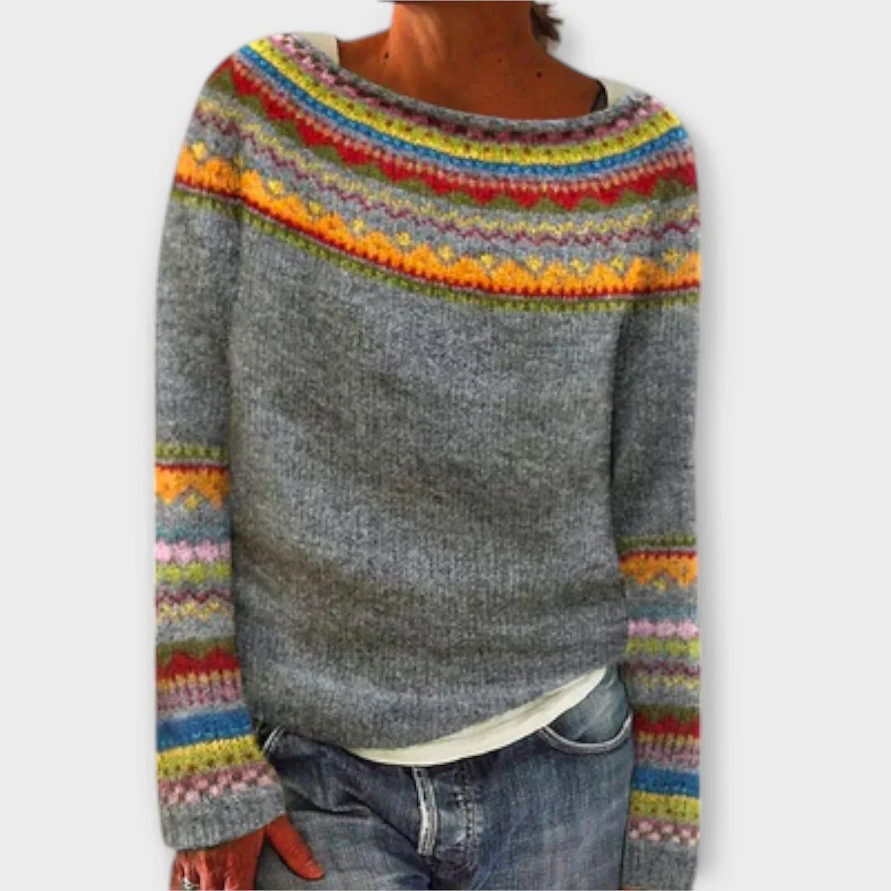 Sarah | Patterned Crew Neck Sweater