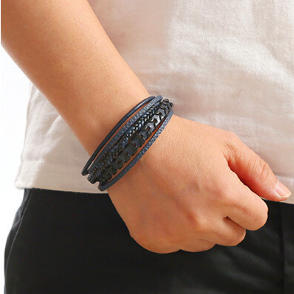 Elmont | Braided PU Leather Bracelet with Magnetic Clasp