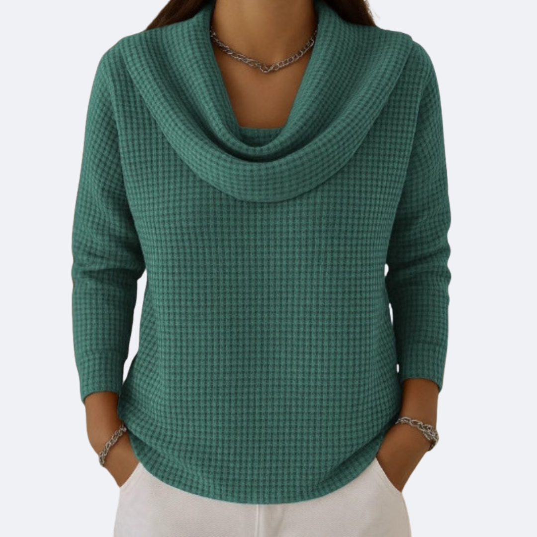 Elmont | Cowl Neck Waffle-Knit Sweater