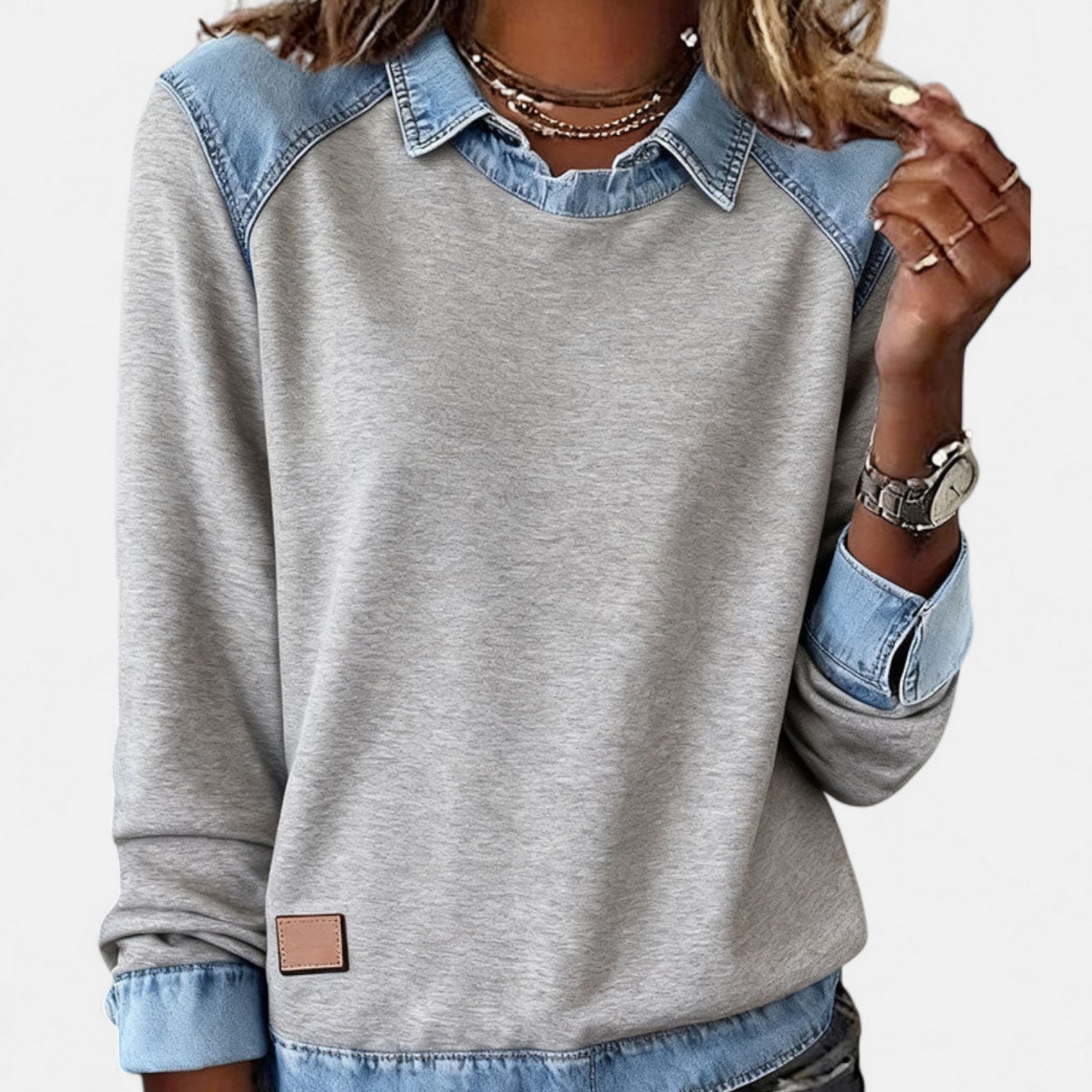 Nora | Two-Tone Sweater with Layered Collar
