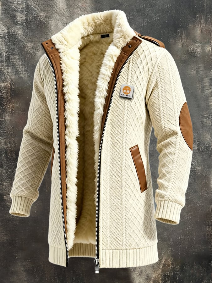 Elmont | Men's Mid-Length Jacquard Knit Coat with Plush Lining