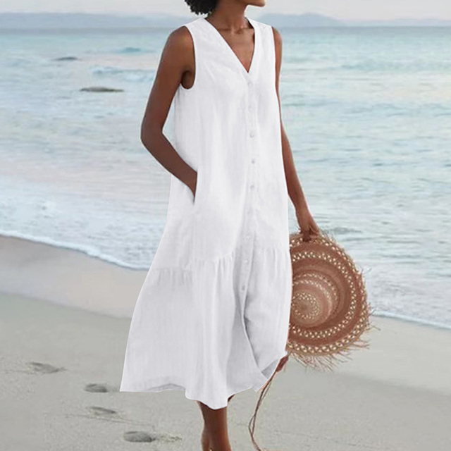 M&H | V-Neck Button-Down Dress