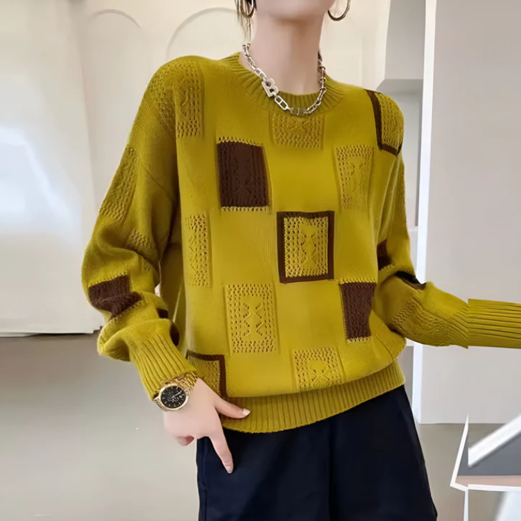 Sarah | Patchwork Crew Neck Sweater