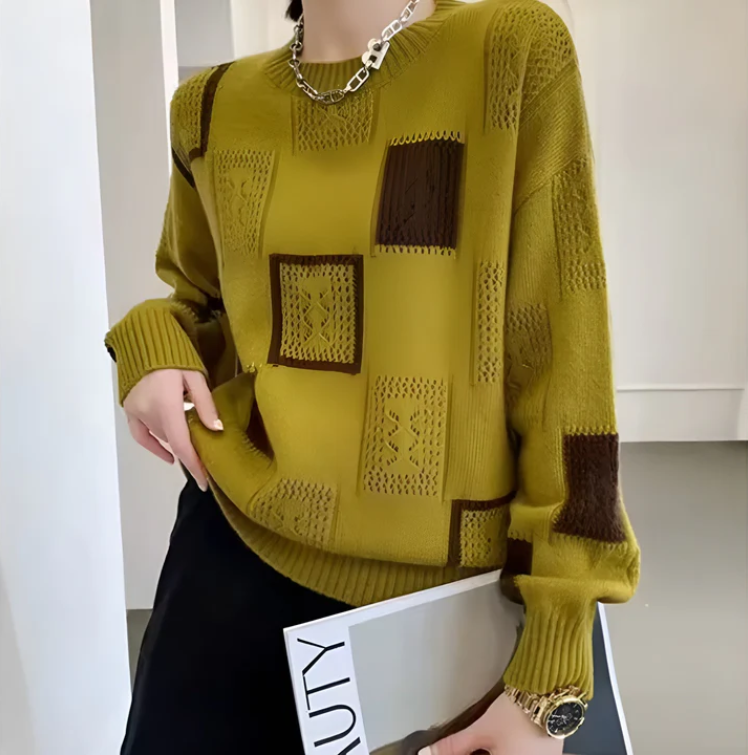 Sarah | Patchwork Crew Neck Sweater