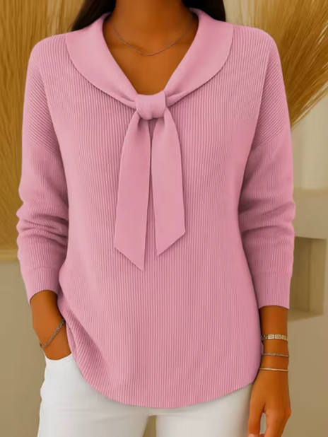 Elmont | Bow-Neck Ribbed Knit Sweater