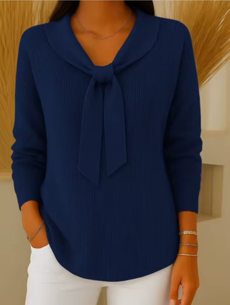 Elmont | Bow-Neck Ribbed Knit Sweater