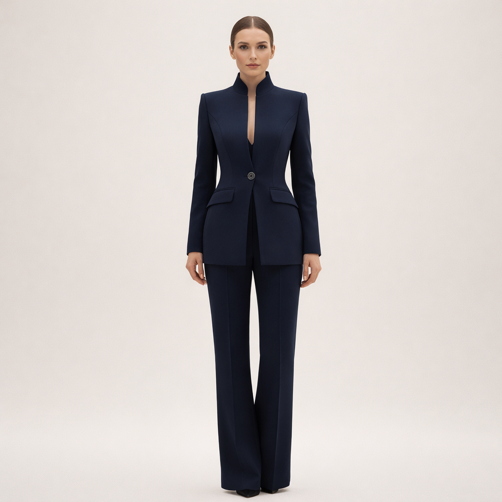 M&H | Two-Piece Suit with Collarless Blazer
