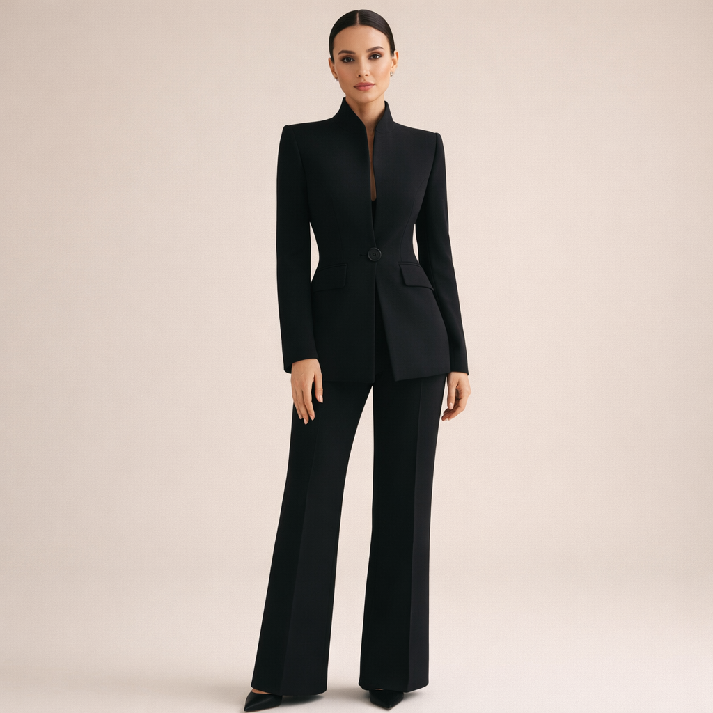 M&H | Two-Piece Suit with Collarless Blazer