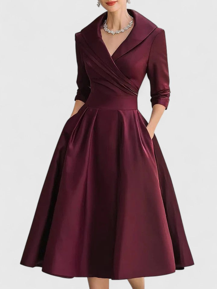 M&H | Wrap-Collar Midi Dress