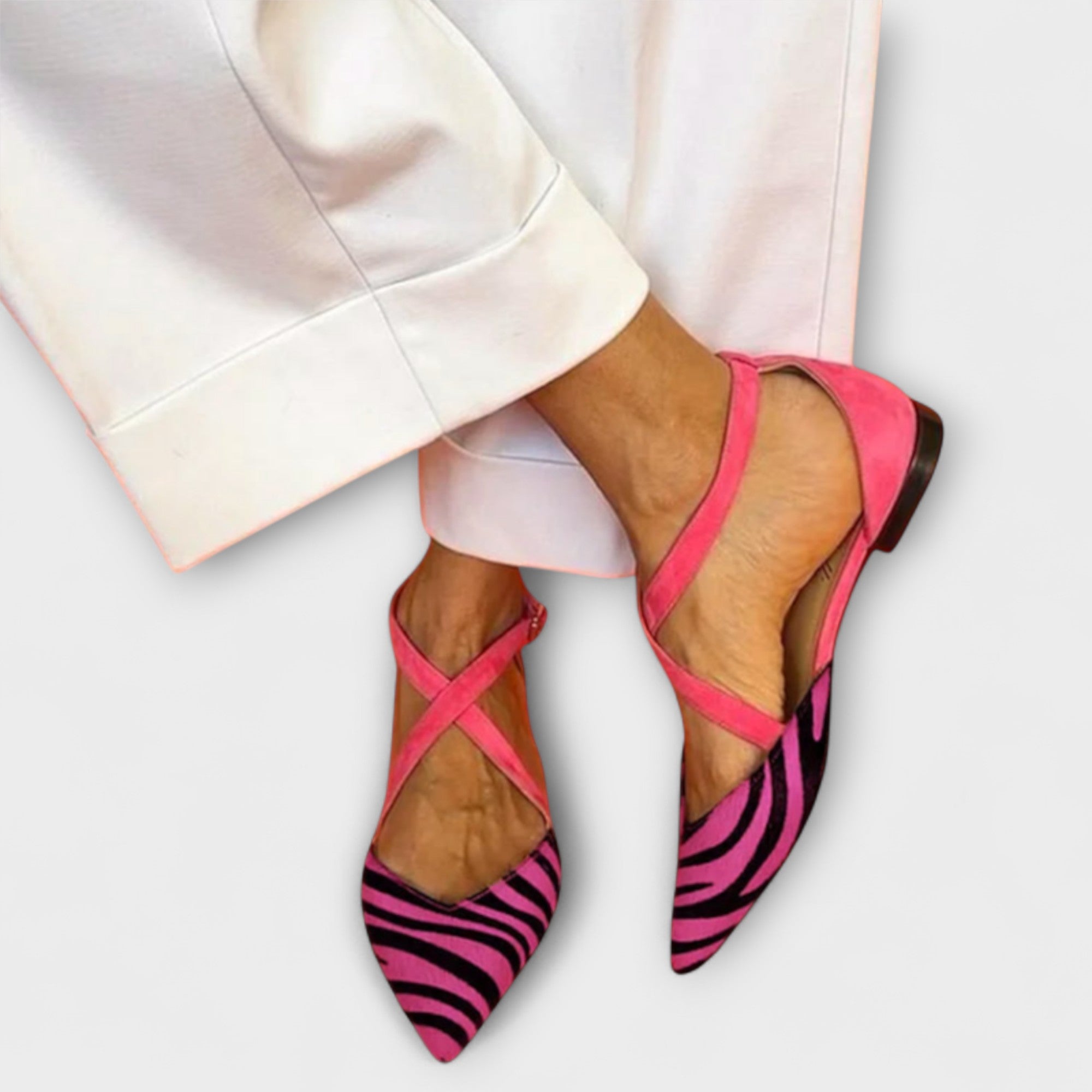 Elmont | Zebra Print Cross-Strap Sandals