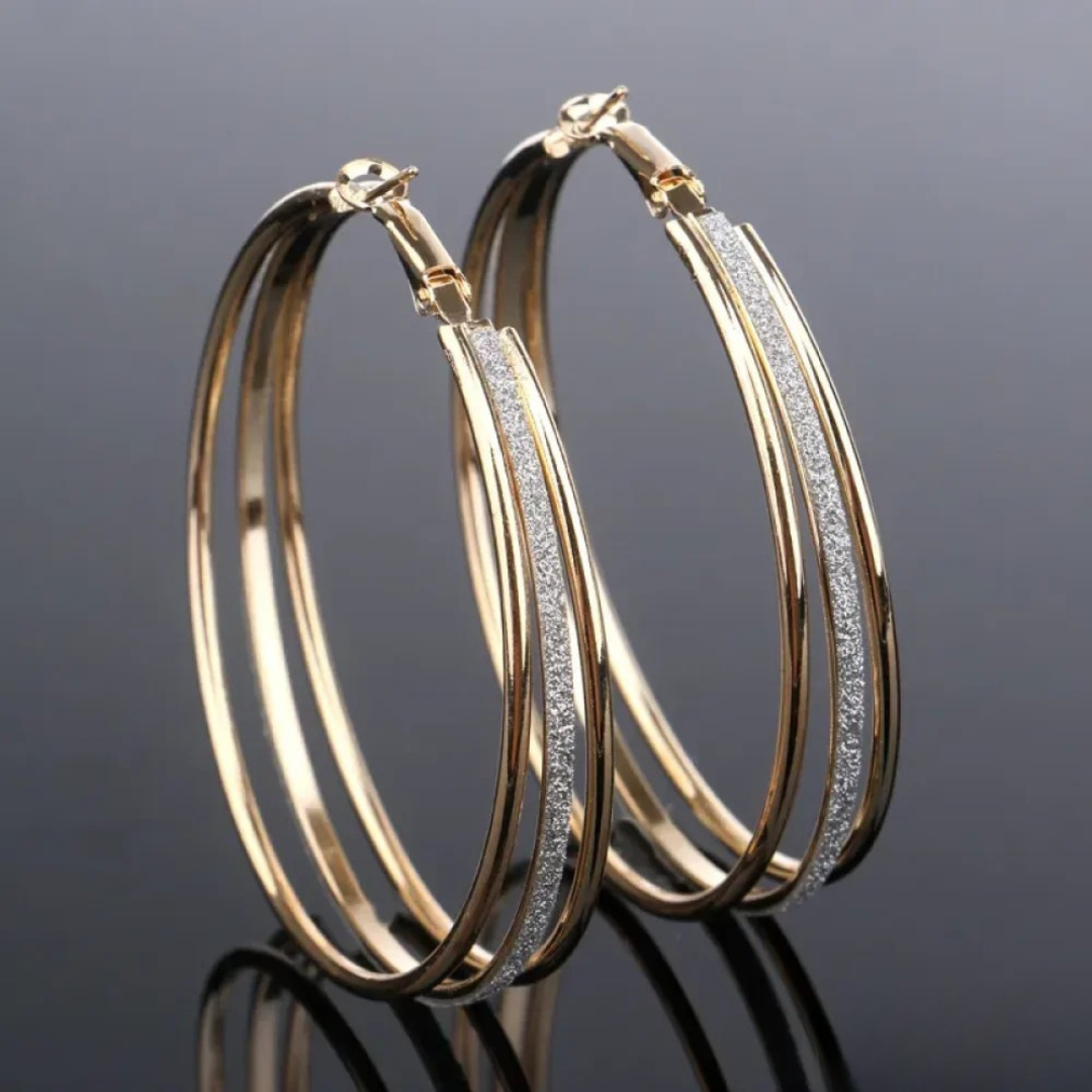 Elmont | Gold Retro Hoop Earrings