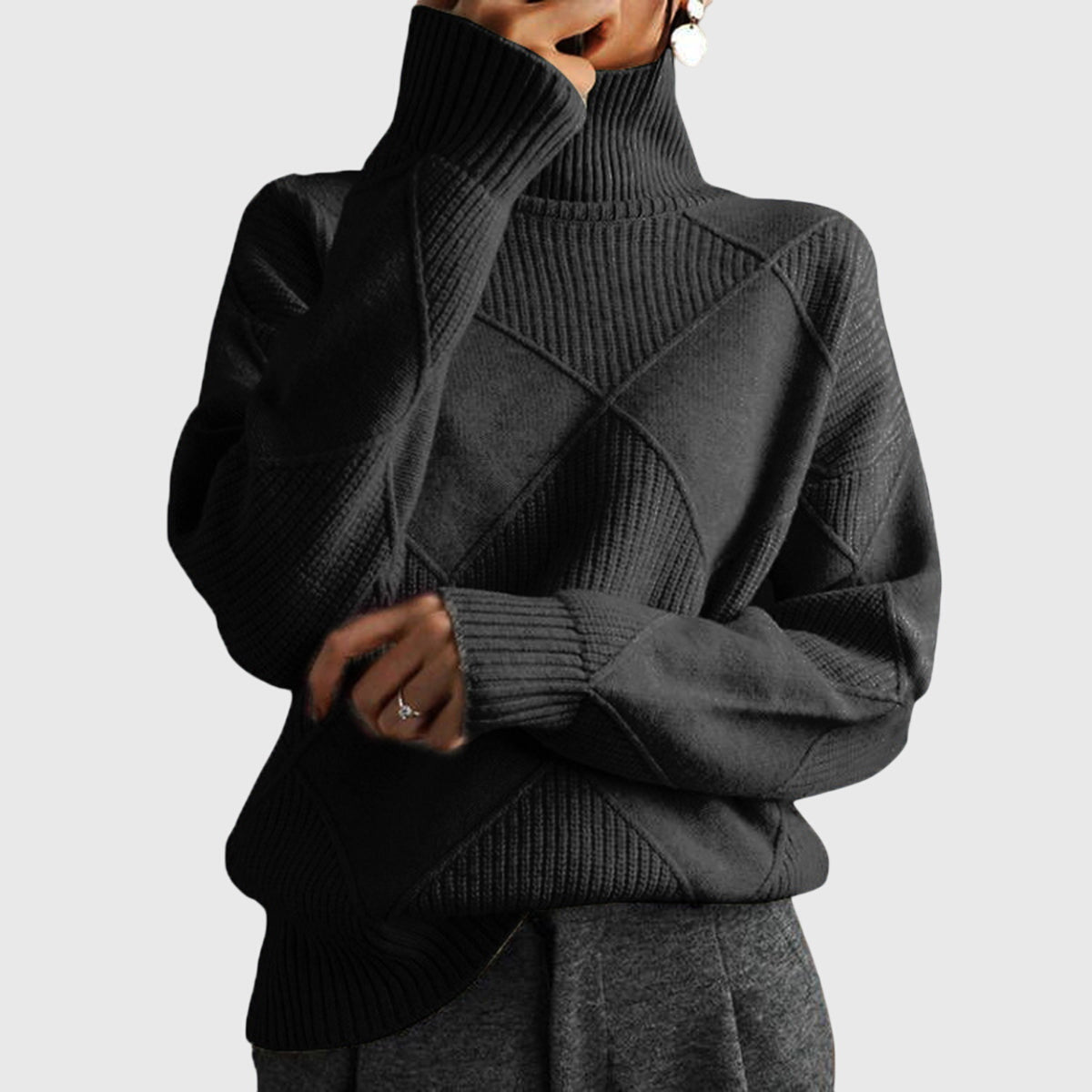Elmont | Geometric Knit Turtleneck Sweater