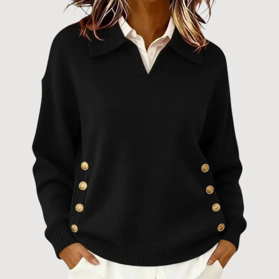 Elmont | Button-Detail V-Neck Sweater
