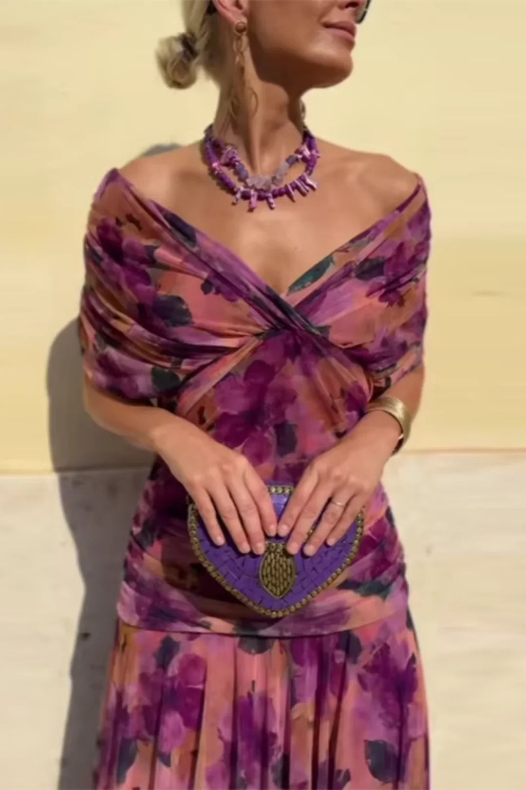 M&H | Polyester Off-Shoulder Midi Dress