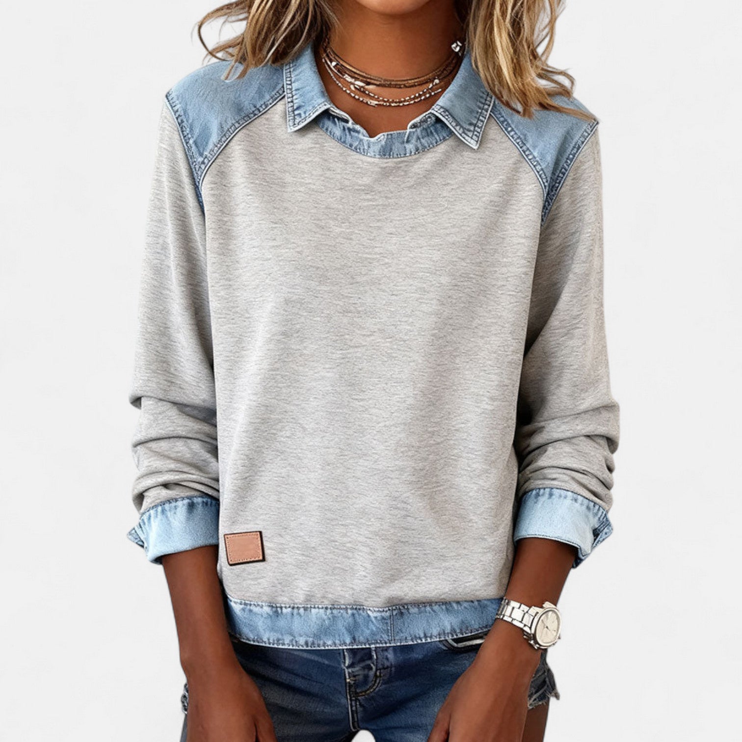 Nora | Two-Tone Sweater with Layered Collar