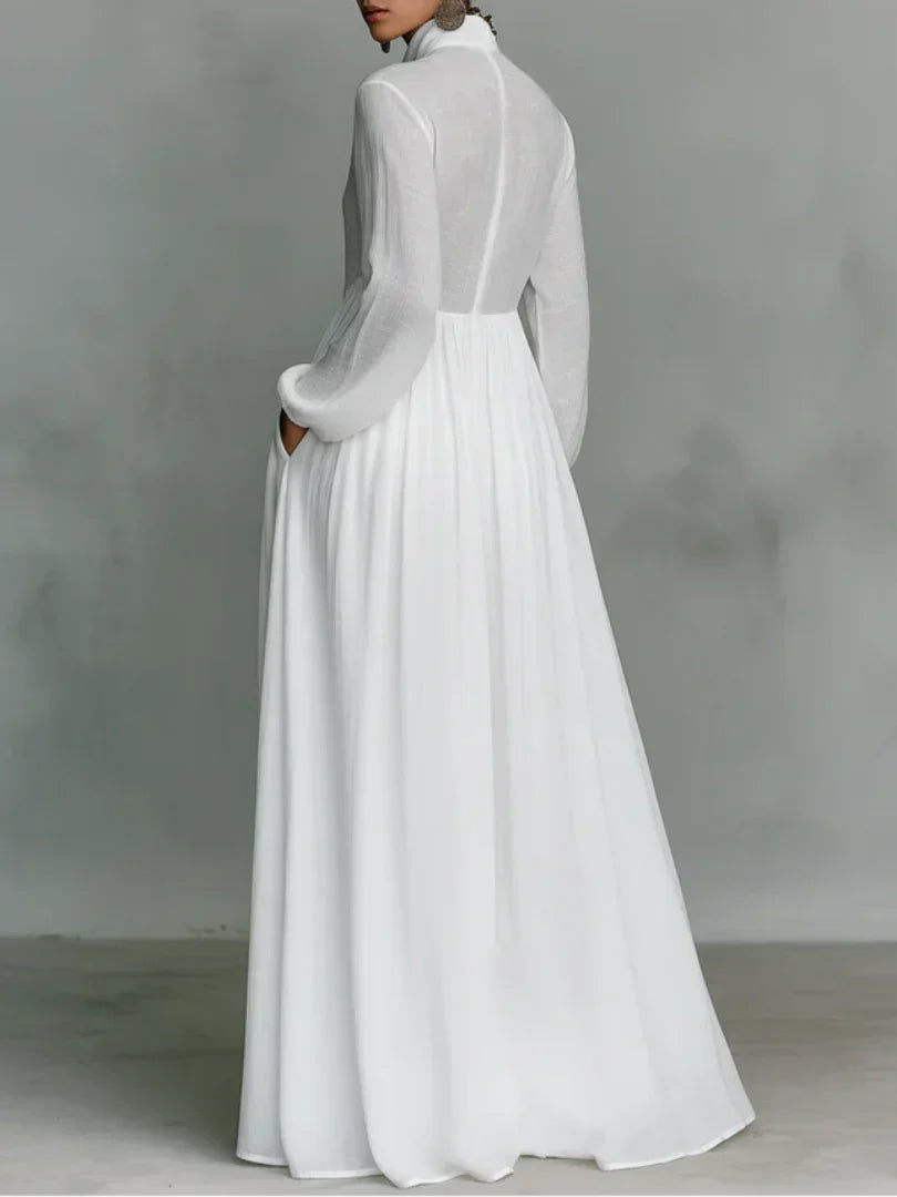 Elmont | Button-Front Long-Sleeve Maxi Dress