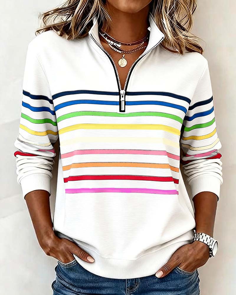 Elmont | Striped Half-Zip Sweater
