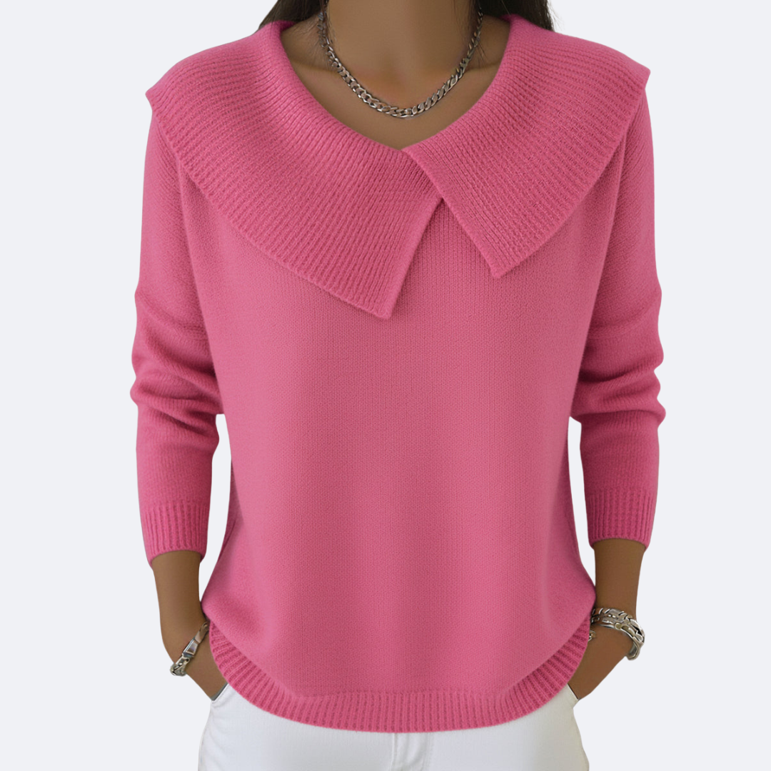 Elmont | Wool-Blend Sweater with Foldover Collar