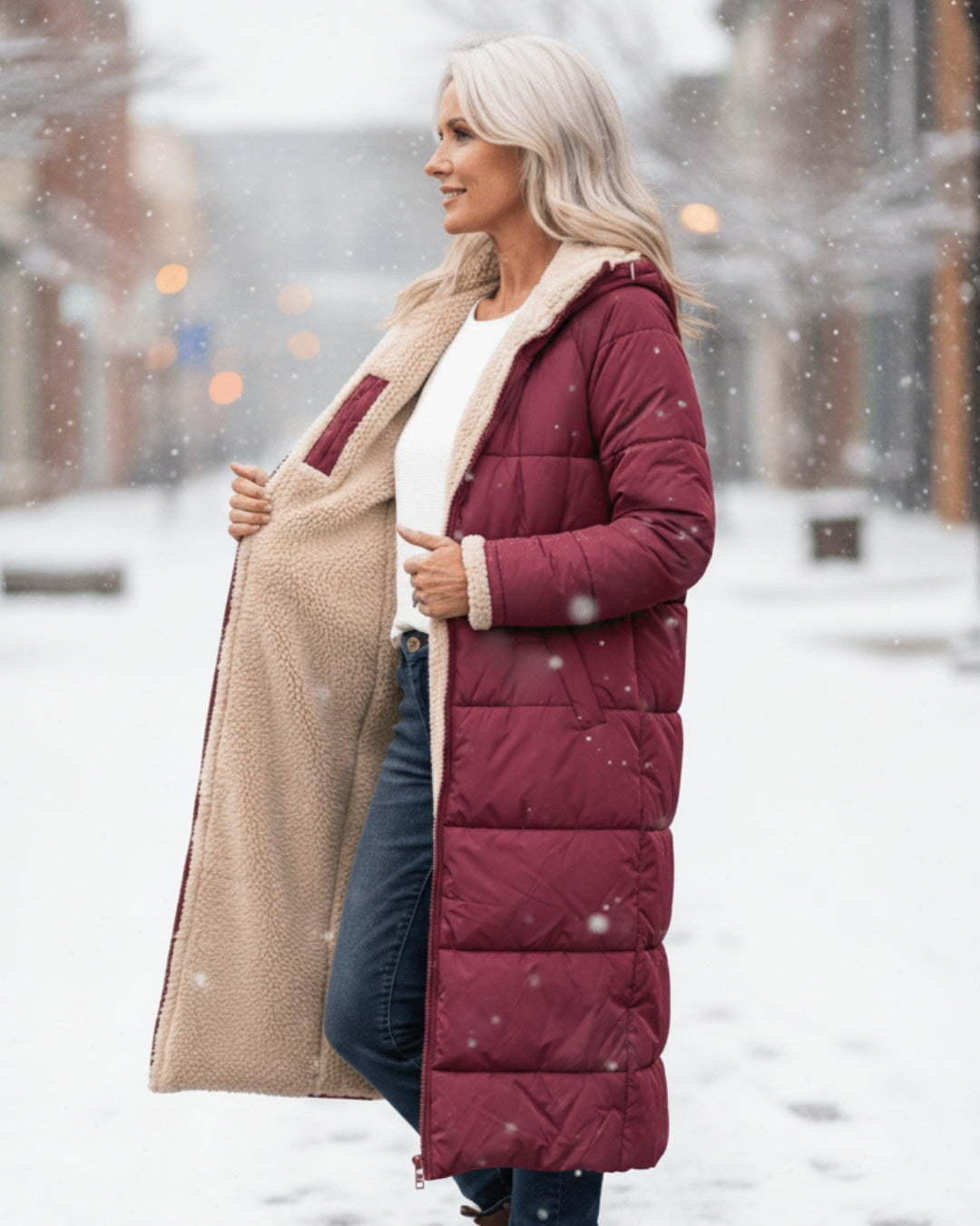 Elmont | Reversible Quilted Sherpa Coat