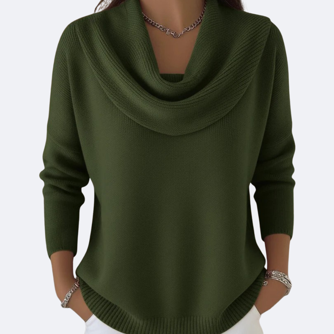 Elmont | Ruffle Neck Ribbed Sweater