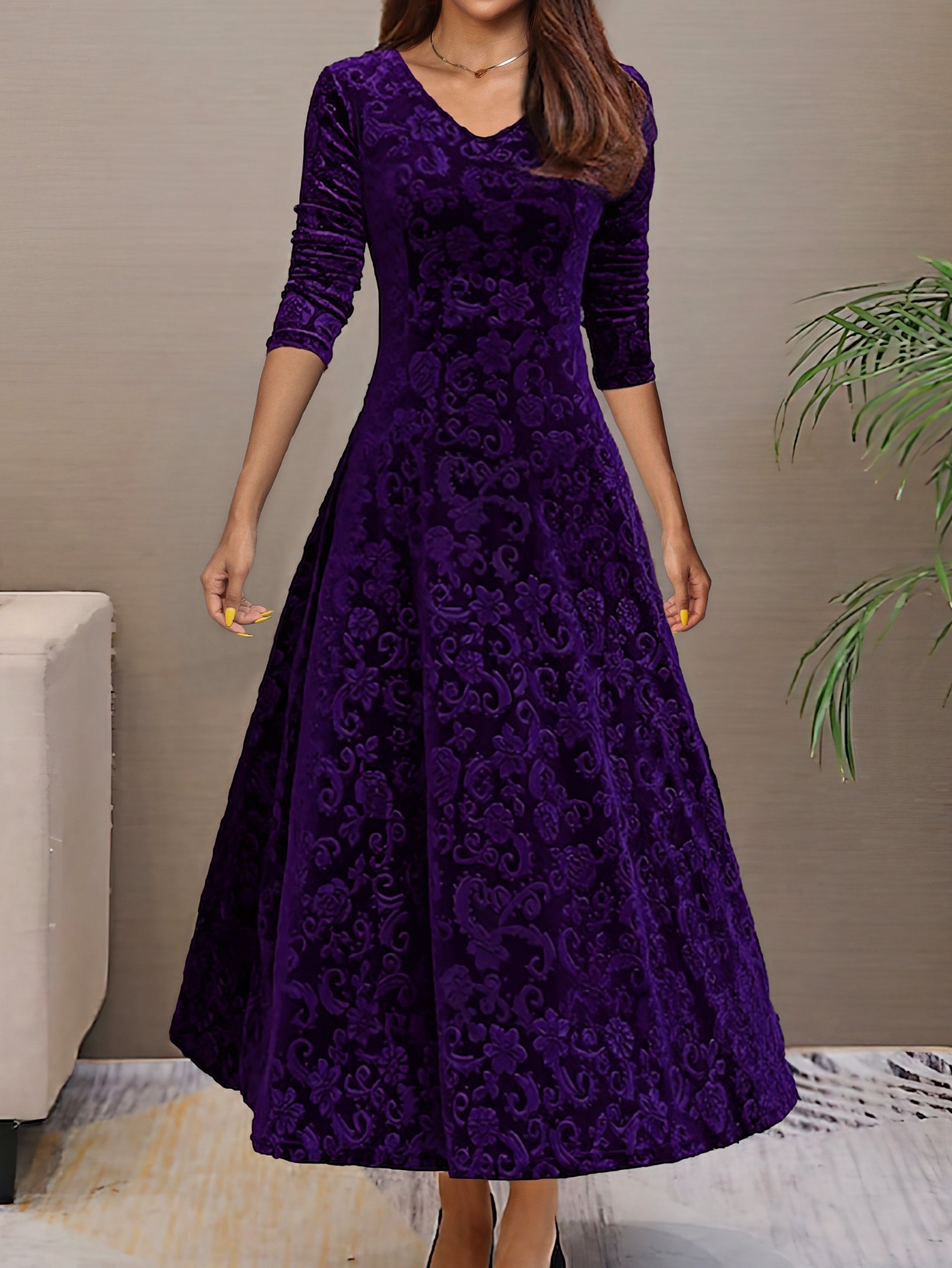 Elmont | Velvet Fit-and-Flare Dress