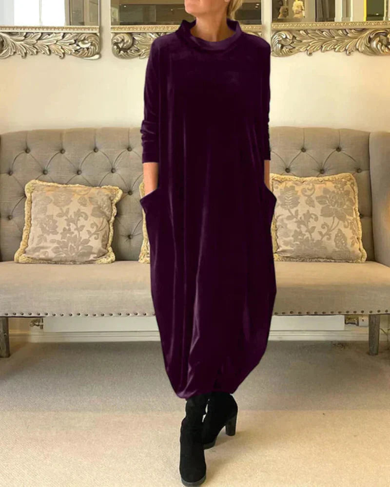 Elmont | Draped Slouch-Neck Maxi Dress
