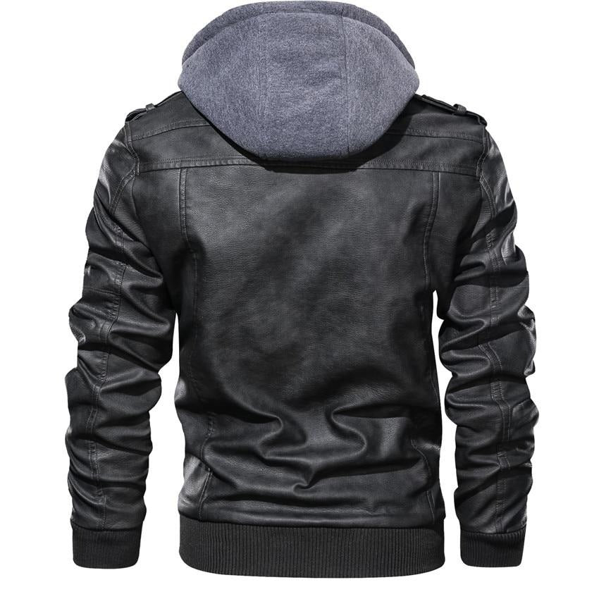Elmont | Fleece-Lined Faux Leather Jacket with Removable Hood
