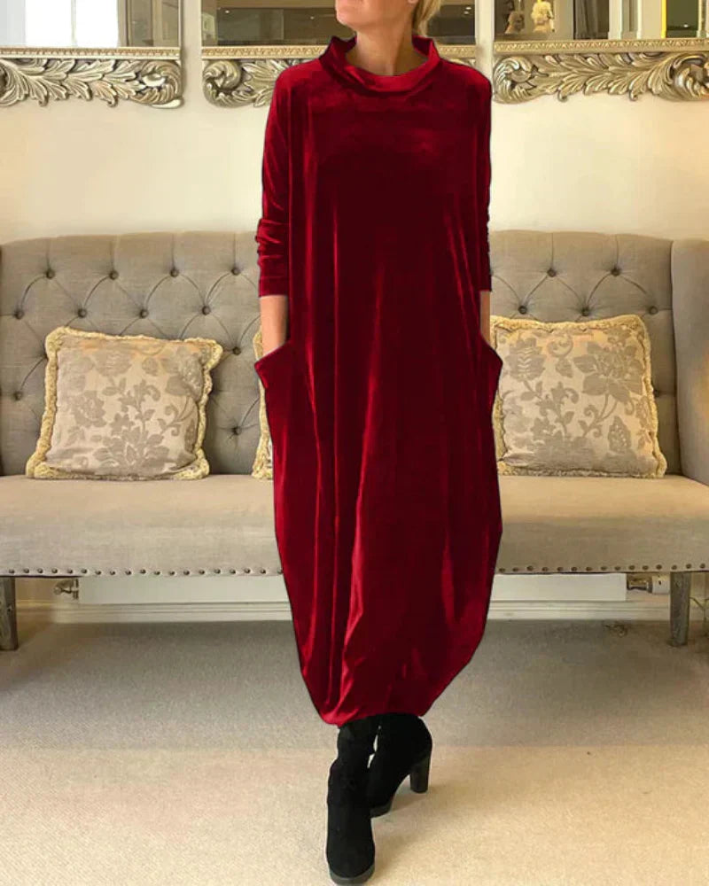 Elmont | Draped Slouch-Neck Maxi Dress