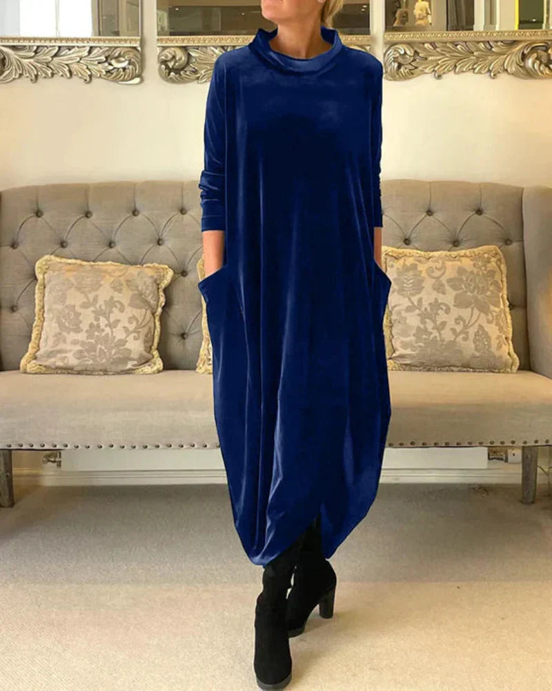 Elmont | Draped Slouch-Neck Maxi Dress