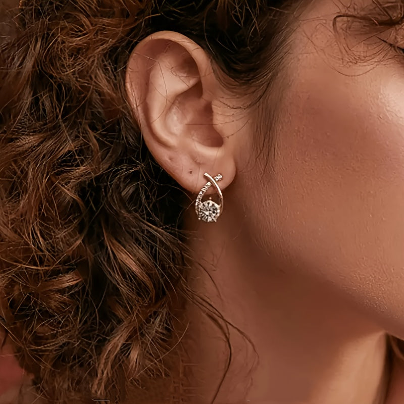 Elmont | Gold Cross Zirconia Stud Earrings