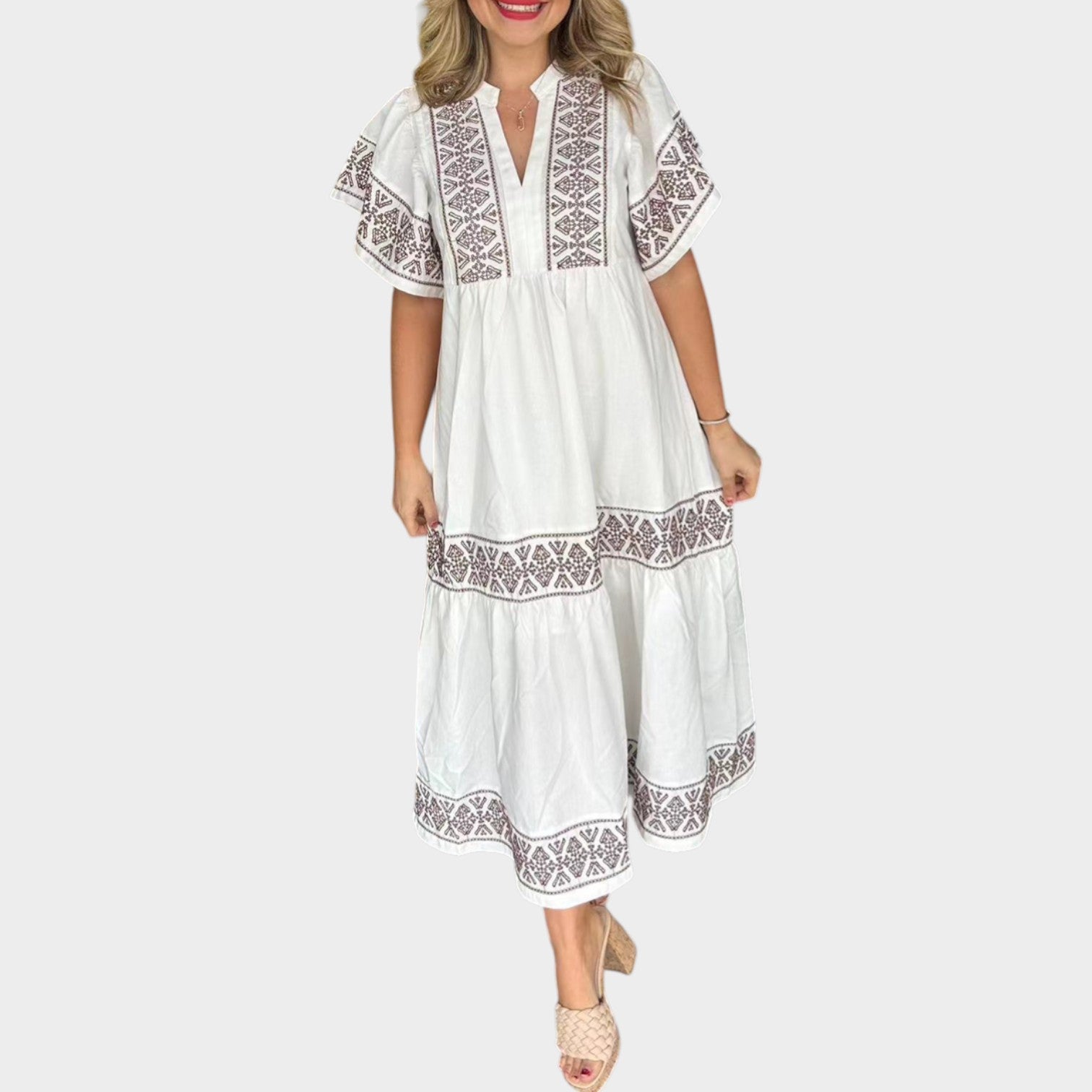 Harper | Embroidered Midi Dress