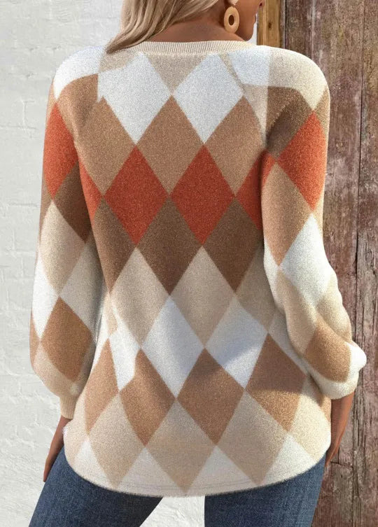 Elmont | Checkered Knit Button-Detail Sweater