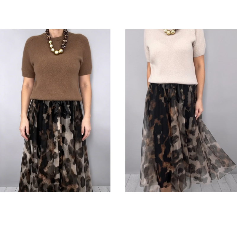 M&H | Sweater & Leopard Print Skirt Set