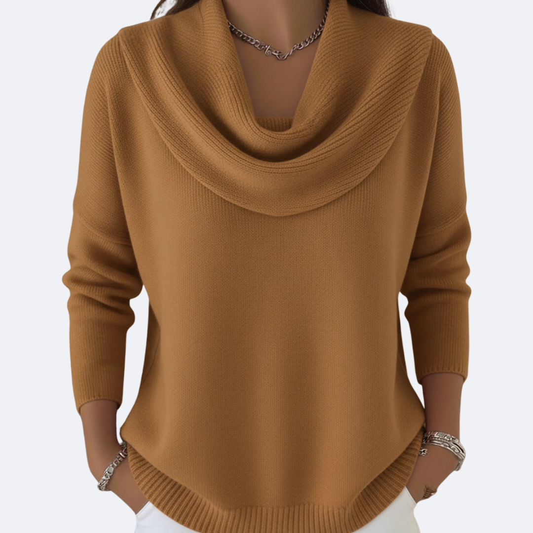 Elmont | Ruffle Neck Ribbed Sweater