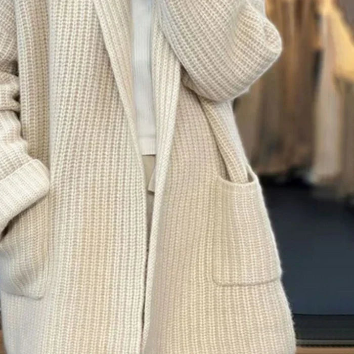 Maya | Open-Front Shawl-Neck Knit Cardigan