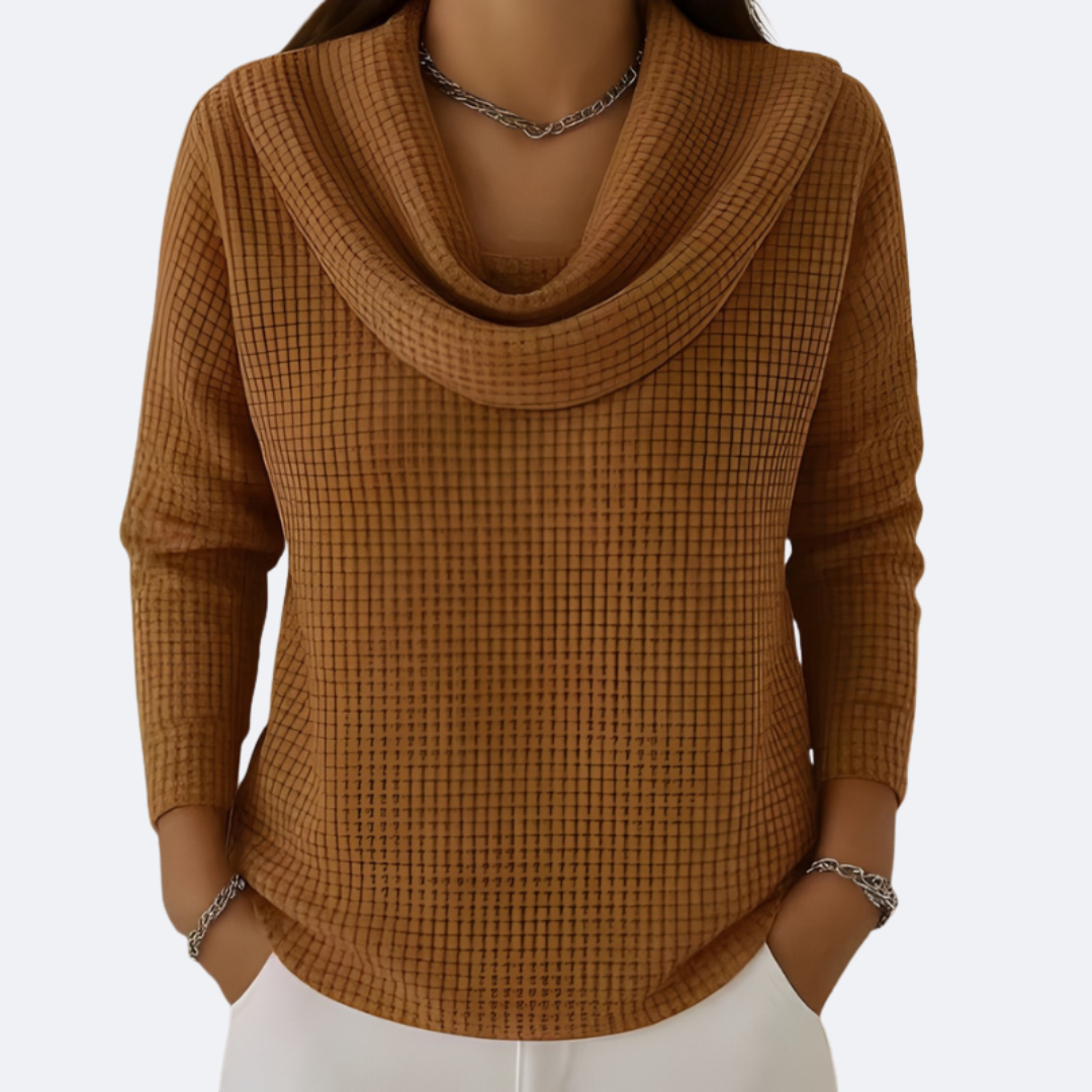 Elmont | Cowl Neck Waffle-Knit Sweater