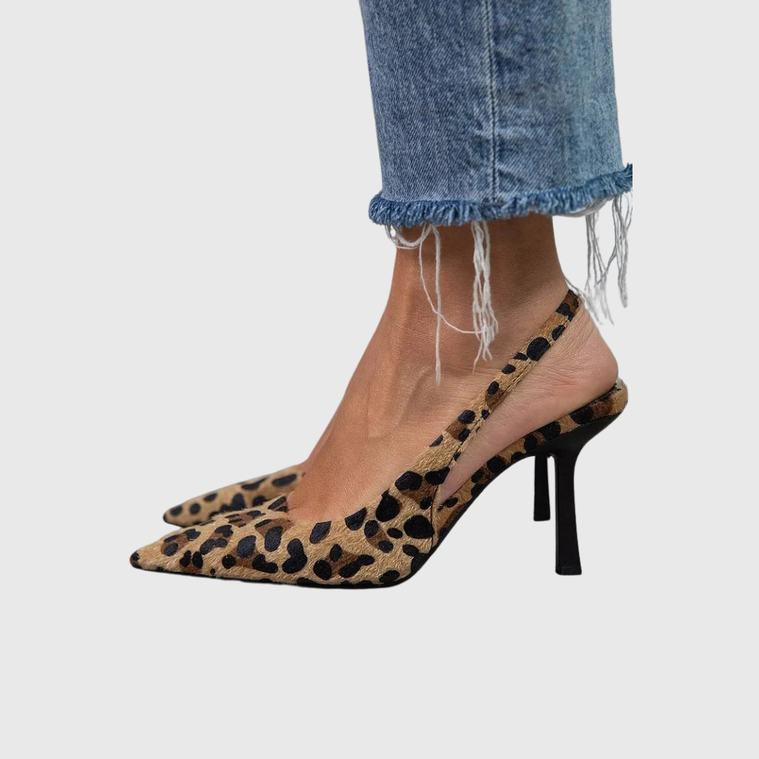 Elmont | Leopard Print Slingback Stiletto Heels