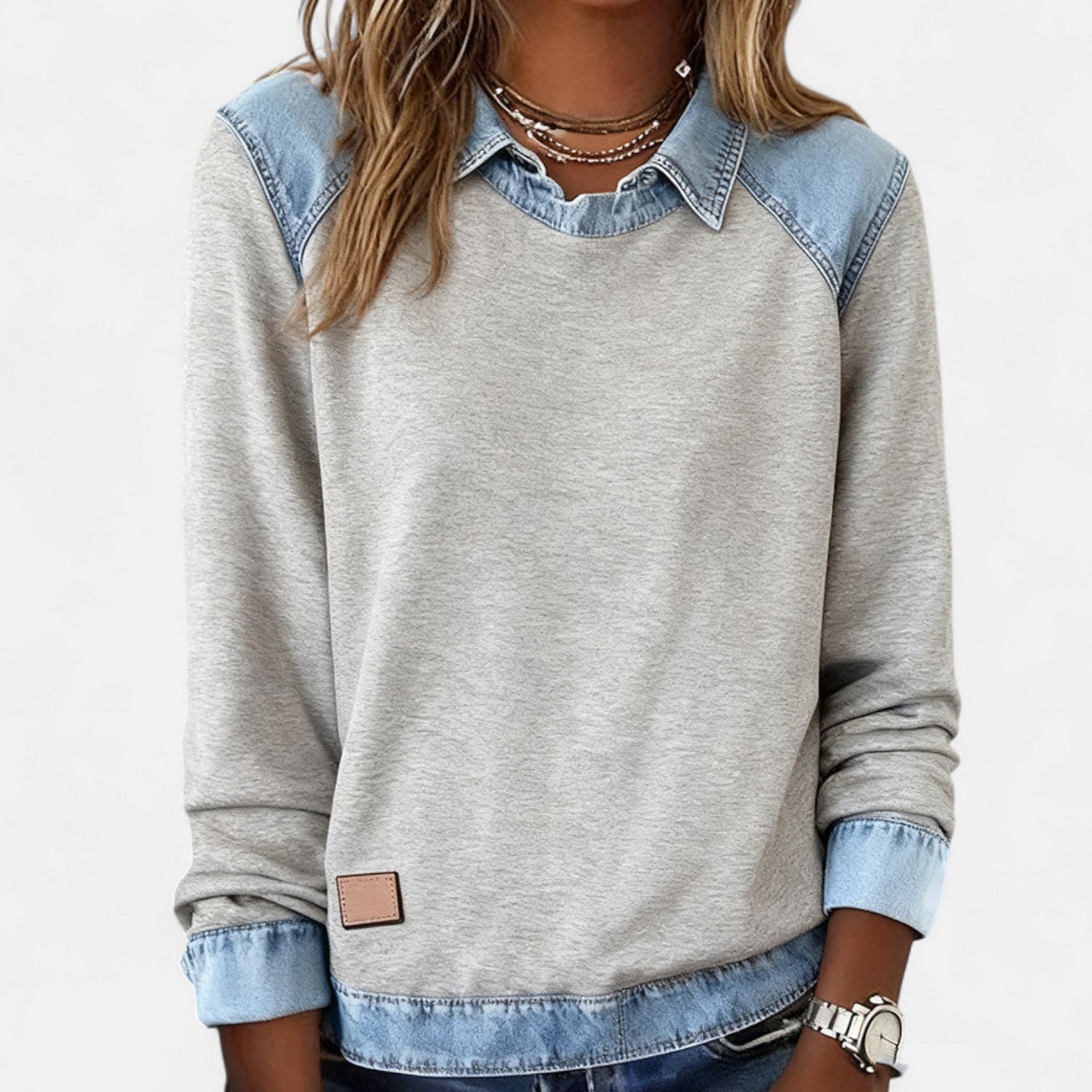 Sarah | Two-Tone Sweater with Layered Collar