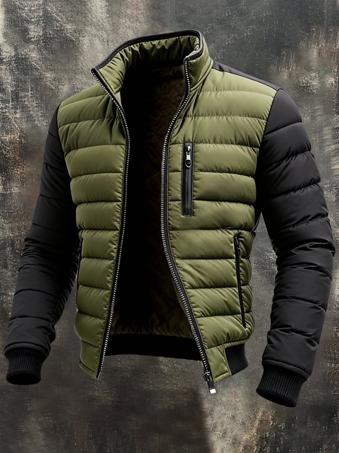 Elmont | Quilted Zip-Front Jacket with Contrast Sleeves