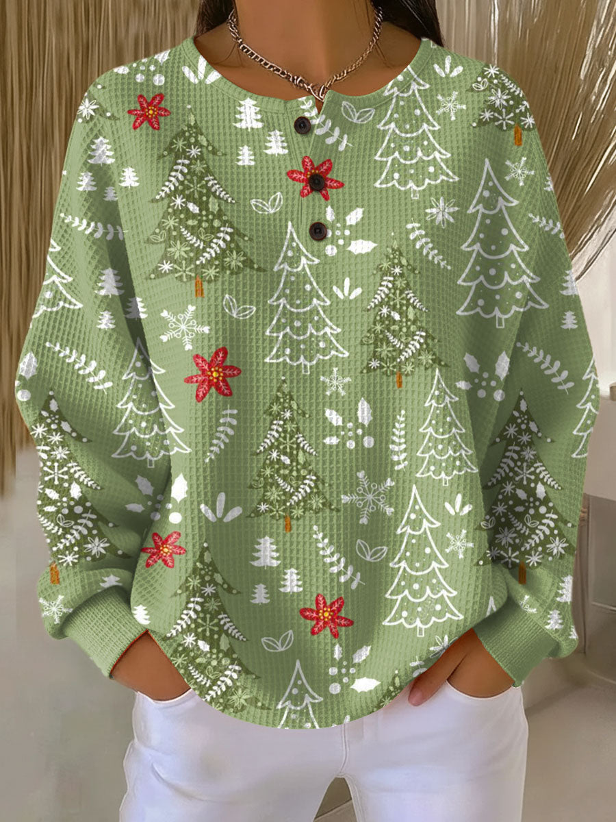 Elmont | Fleece-Lined Waffle-Knit Christmas Tree Sweater
