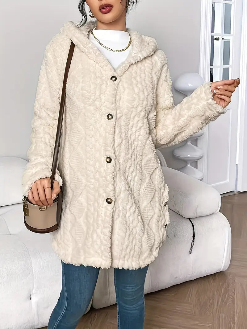 Monica | Textured Hooded Longline Cardigan