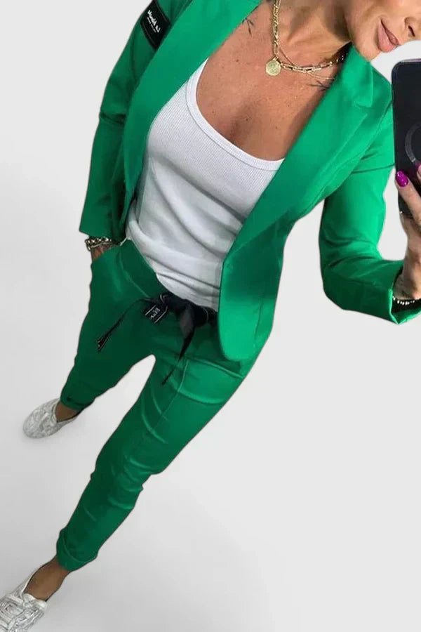 M&H | Blazer & Jogger Set with Elastic Waist
